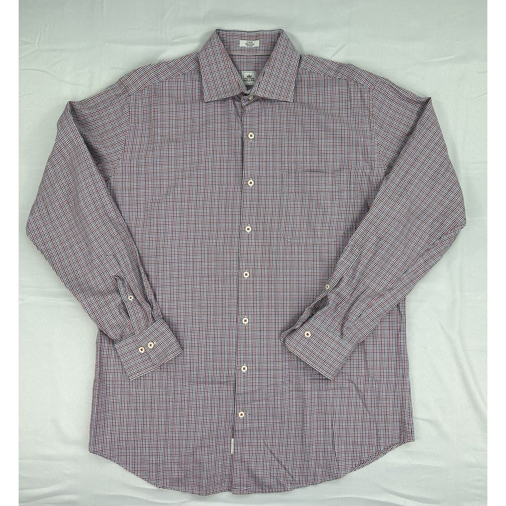 Peter Millar Men's Multicolor Checked Cotton Button-Up Shirt Long‎ Sleeve Size L